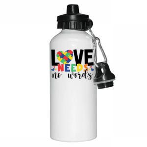 Love Needs No Words Autism Awareness Aluminum Water Bottle