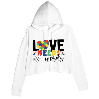 Love Needs No Words Autism Awareness Crop Fleece Hoodie