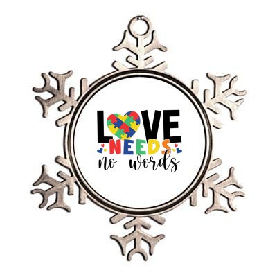 Love Needs No Words Autism Awareness Metallic Star Ornament