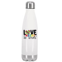 Love Needs No Words Autism Awareness Stainless Steel Insulated Water Bottle