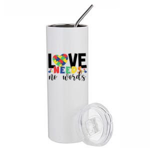 Love Needs No Words Autism Awareness Stainless Steel Tumbler