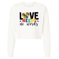 Love Needs No Words Autism Awareness Cropped Pullover Crew