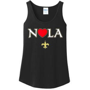 Love Nola New Orleans Fleur De Lis Heart Nola Ladies Essential Tank