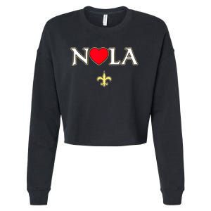 Love Nola New Orleans Fleur De Lis Heart Nola Cropped Pullover Crew