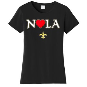 Love Nola New Orleans Fleur De Lis Heart Nola Women's T-Shirt