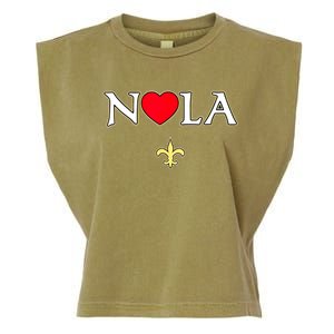 Love Nola New Orleans Fleur De Lis Heart Nola Garment-Dyed Women's Muscle Tee