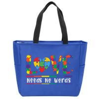 Love Need No Words Puzzle Autistic Autism Awareness Kindness Gift Zip Tote Bag