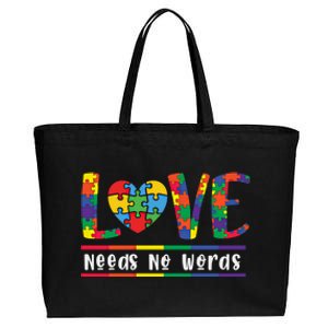 Love Need No Words Puzzle Autistic Autism Awareness Kindness Gift Cotton Canvas Jumbo Tote