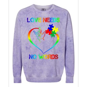 Love Need No Words Puzzle Autistic Autism Awareness Kindness Cute Gift Colorblast Crewneck Sweatshirt