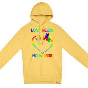 Love Need No Words Puzzle Autistic Autism Awareness Kindness Cute Gift Premium Pullover Hoodie