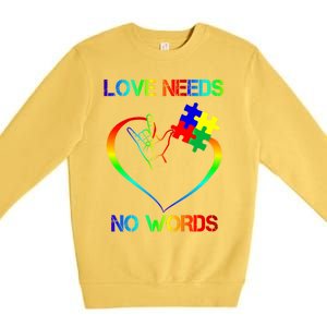 Love Need No Words Puzzle Autistic Autism Awareness Kindness Cute Gift Premium Crewneck Sweatshirt