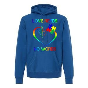 Love Need No Words Puzzle Autistic Autism Awareness Kindness Cute Gift Premium Hoodie