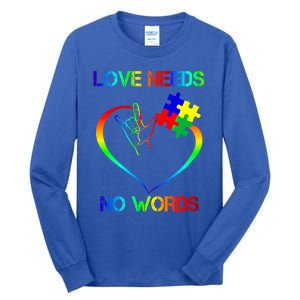 Love Need No Words Puzzle Autistic Autism Awareness Kindness Cute Gift Tall Long Sleeve T-Shirt