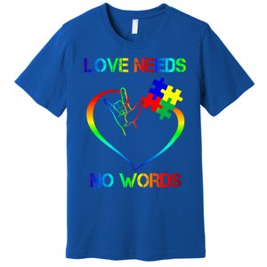 Love Need No Words Puzzle Autistic Autism Awareness Kindness Cute Gift Premium T-Shirt