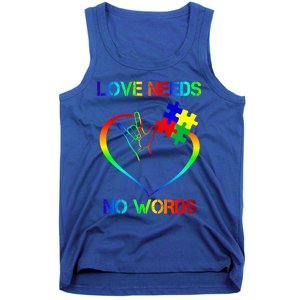 Love Need No Words Puzzle Autistic Autism Awareness Kindness Cute Gift Tank Top