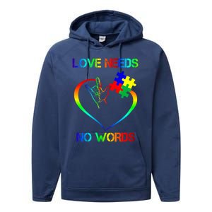 Love Need No Words Puzzle Autistic Autism Awareness Kindness Cute Gift Performance Fleece Hoodie