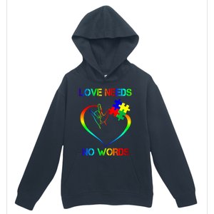 Love Need No Words Puzzle Autistic Autism Awareness Kindness Cute Gift Urban Pullover Hoodie