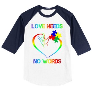 Love Need No Words Puzzle Autistic Autism Awareness Kindness Cute Gift Baseball Sleeve Shirt