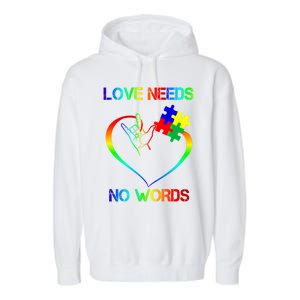 Love Need No Words Puzzle Autistic Autism Awareness Kindness Cute Gift Garment-Dyed Fleece Hoodie