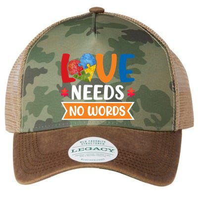 Love Needs No Words Autism Meaningful Gift Legacy Tie Dye Trucker Hat