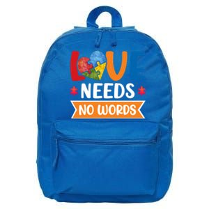 Love Needs No Words Autism Meaningful Gift 16 in Basic Backpack