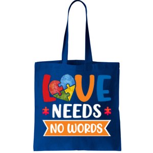 Love Needs No Words Autism Meaningful Gift Tote Bag