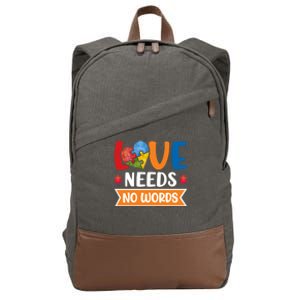 Love Needs No Words Autism Meaningful Gift Cotton Canvas Backpack