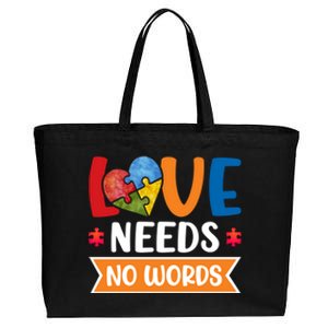 Love Needs No Words Autism Meaningful Gift Cotton Canvas Jumbo Tote