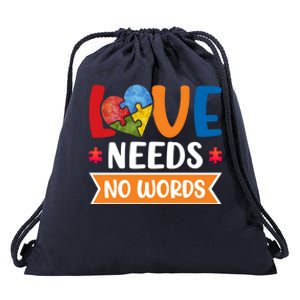 Love Needs No Words Autism Meaningful Gift Drawstring Bag