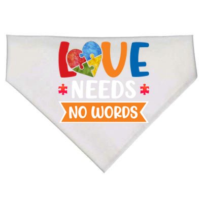 Love Needs No Words Autism Meaningful Gift USA-Made Doggie Bandana