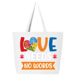 Love Needs No Words Autism Meaningful Gift 25L Jumbo Tote