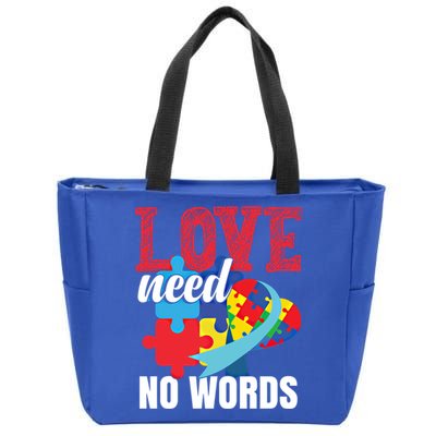 Love Need No Words Autism Awareness Cute Gift Zip Tote Bag