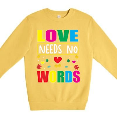 Love Needs No Word Autism Awareness Month Gift Premium Crewneck Sweatshirt