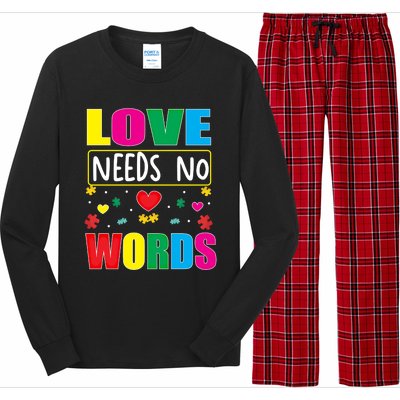 Love Needs No Word Autism Awareness Month Gift Long Sleeve Pajama Set