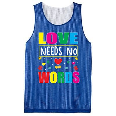 Love Needs No Word Autism Awareness Month Gift Mesh Reversible Basketball Jersey Tank