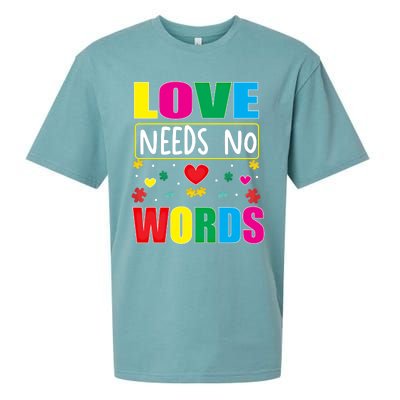 Love Needs No Word Autism Awareness Month Gift Sueded Cloud Jersey T-Shirt