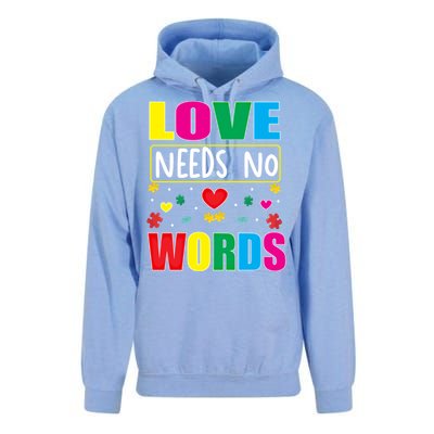 Love Needs No Word Autism Awareness Month Gift Unisex Surf Hoodie