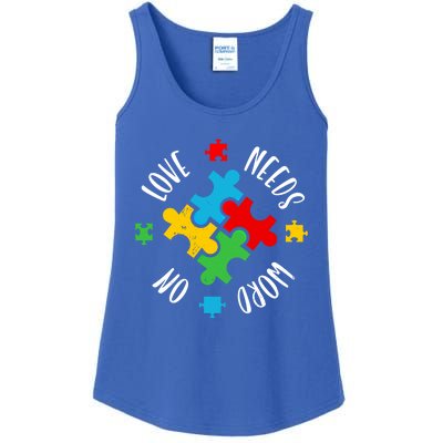 Love Needs No Word Autism Awareness Special Ed Teacher Gift Ladies Essential Tank