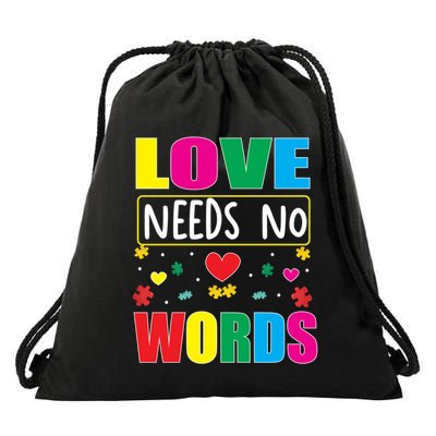 Love Needs No Word Autism Awareness Month Gift Drawstring Bag