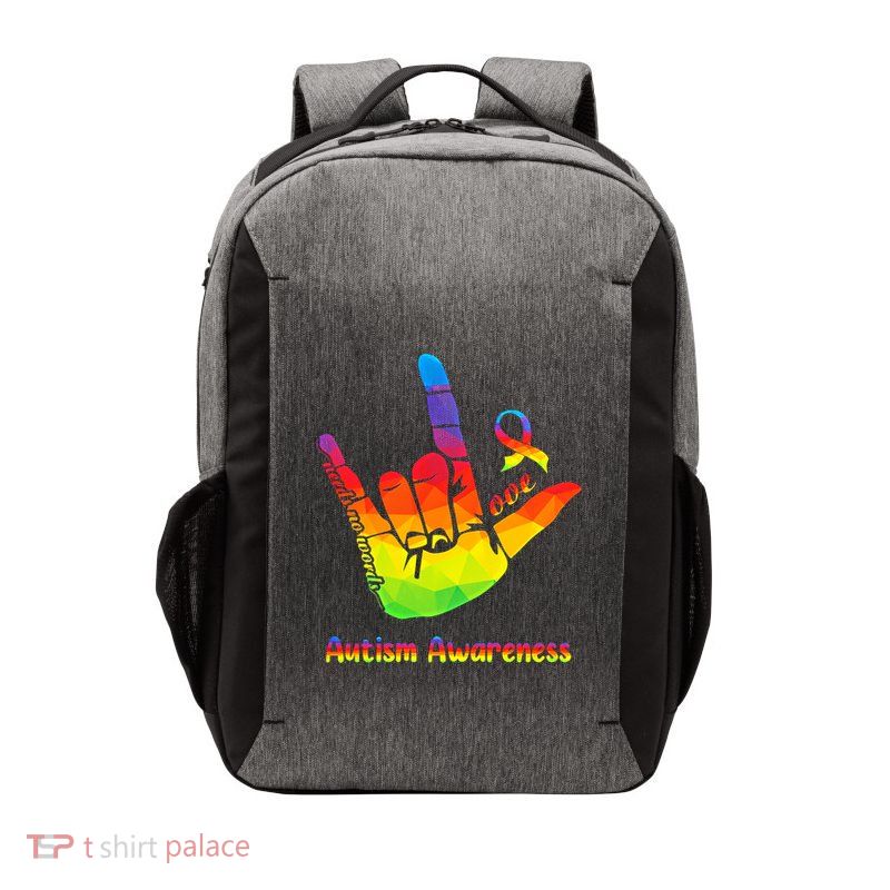 Love Needs No Words Autism Awareness Gift Sign Language Love Great Gift Vector Backpack