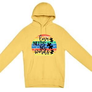 Love Needs No Words Autism Awareness Acceptance Gift Cool Gift Premium Pullover Hoodie