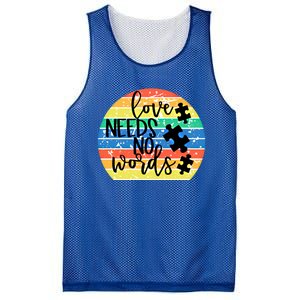 Love Needs No Words Autism Awareness Acceptance Gift Cool Gift Mesh Reversible Basketball Jersey Tank