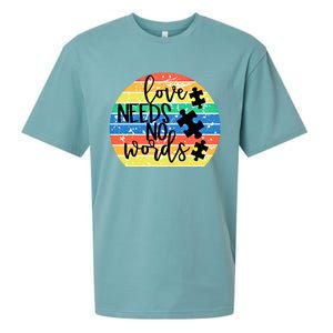 Love Needs No Words Autism Awareness Acceptance Gift Cool Gift Sueded Cloud Jersey T-Shirt