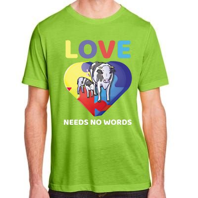 Love Needs No Words Autism Awareness Cow Mom Farmer Gift Adult ChromaSoft Performance T-Shirt