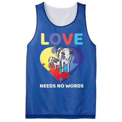 Love Needs No Words Autism Awareness Cow Mom Farmer Gift Mesh Reversible Basketball Jersey Tank