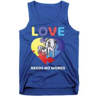 Love Needs No Words Autism Awareness Cow Mom Farmer Gift Tank Top