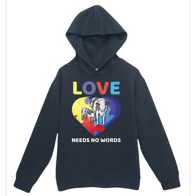 Love Needs No Words Autism Awareness Cow Mom Farmer Gift Urban Pullover Hoodie