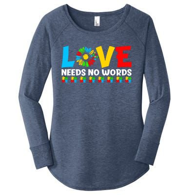 Love Needs No Words Autism Awareness Day Novelty Autism Day Great Gift Women's Perfect Tri Tunic Long Sleeve Shirt