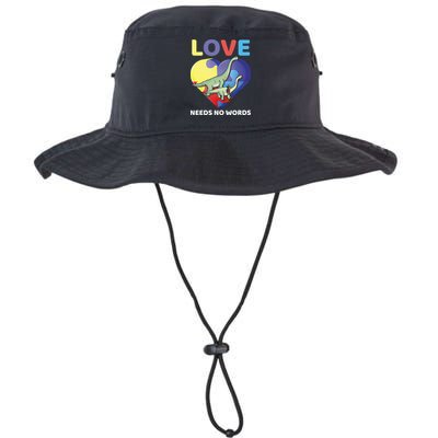 Love Needs No Words Autism Awareness Dinosaur Brontosaurus Funny Gift Bucket Hat