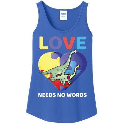 Love Needs No Words Autism Awareness Dinosaur Brontosaurus Funny Gift Ladies Essential Tank